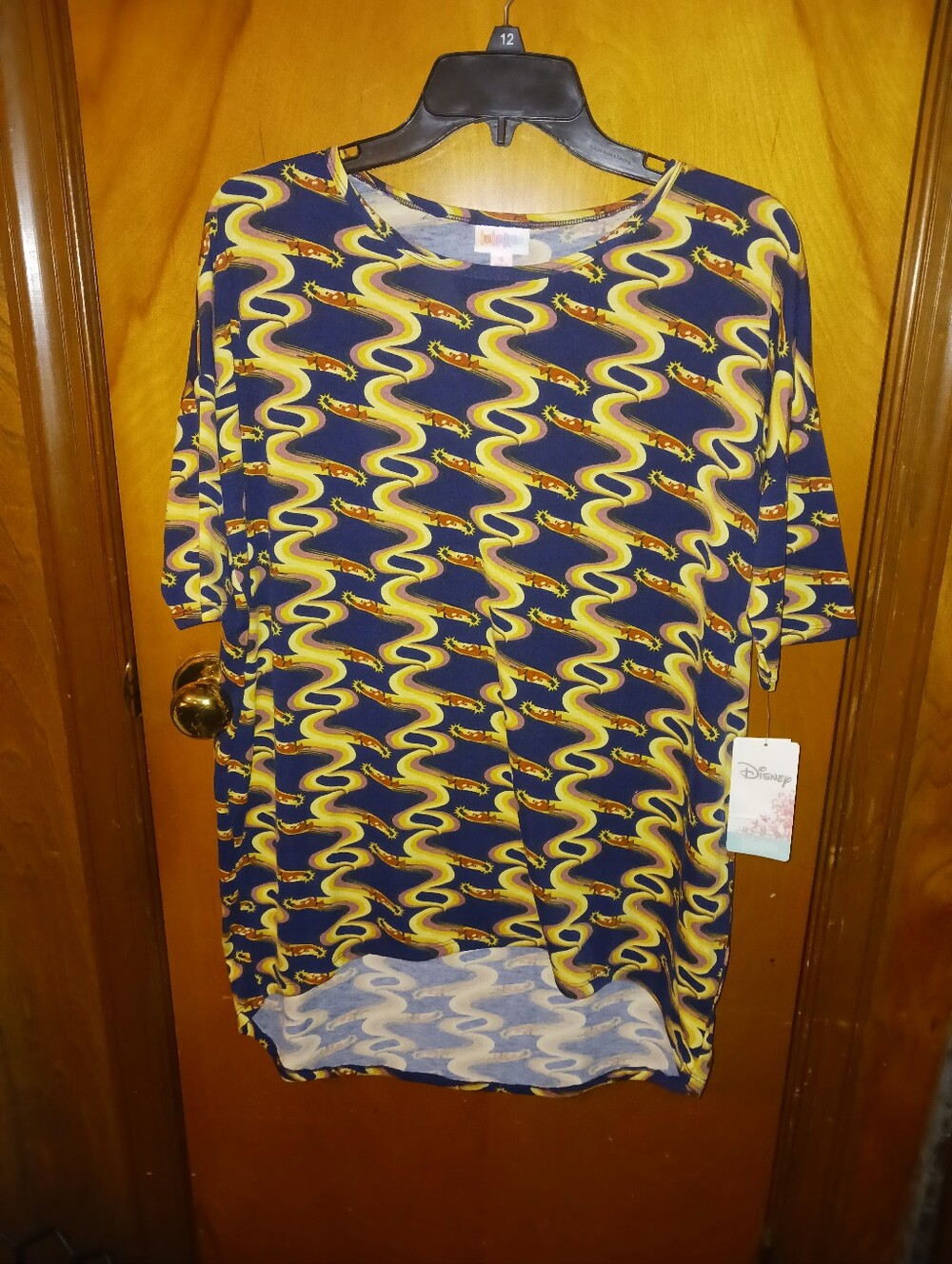 NWT LuLaRoe Navy and Yellow Size Small Disney Short Sleeve Tunic